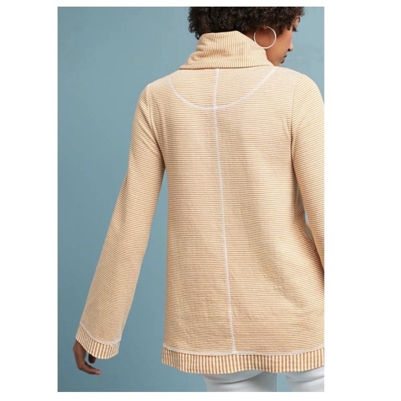 Anthropologie Maeve Striped Cowl Neck Mustard Tai Sweater Top Size XS - Picture 5 of 8